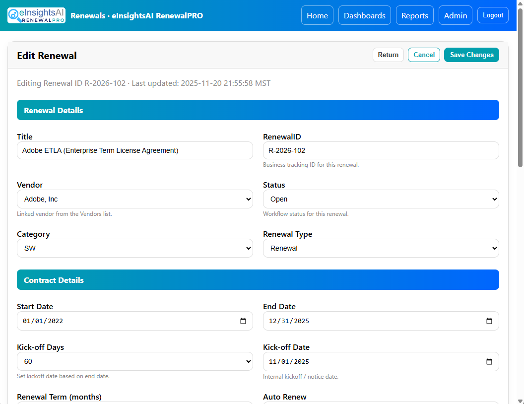 RenewalPRO Renewal Page